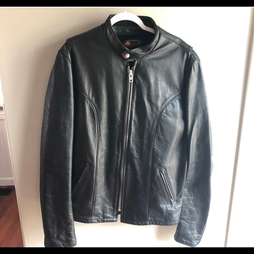 Men Cafe Racer Genuine Leather Jacket